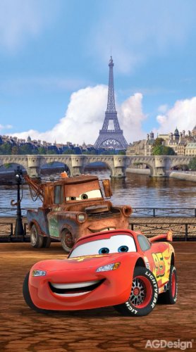 Fotozávěs Disney Cars Paris - Auta v Paříži FCSL-7101 textilní foto závěs FCSL7101 / foto-závěsy s fototiskem (140 x 245 cm) AG Design