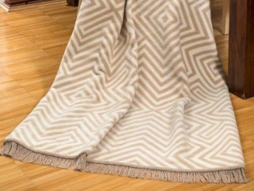 Luxusní bavlněná deka 150 x 200 cm hnědá, krémová, geometrický vzor 1008-1 Polášek