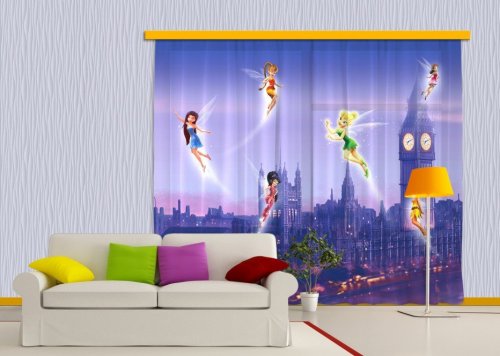 Dětský fotozávěs Fairies - Víly Disney  FCSXXL 7004 textilní foto závěs / závěsy s fototiskem 280 x 245 cm AG Design