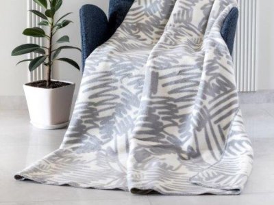 Luxusní bavlněná deka 150 x 200 cm šedá, abstraktní, geometrický vzor 1703-1 Polášek