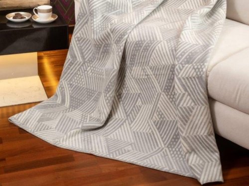 Luxusní bavlněná deka 150 x 200 cm, šedá, geometrický vzor 1382-1 Polášek