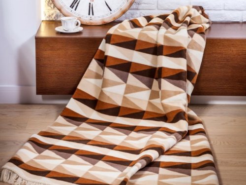 Luxusní bavlněná deka 150 x 200 cm hnědá, krémová, geometrický vzor 0917-1 Polášek