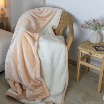 Deka mikroplyš s beránkem šampáňo 150 x 200 cm barva béžová, krémová / příjemné hřejivé deky beránek