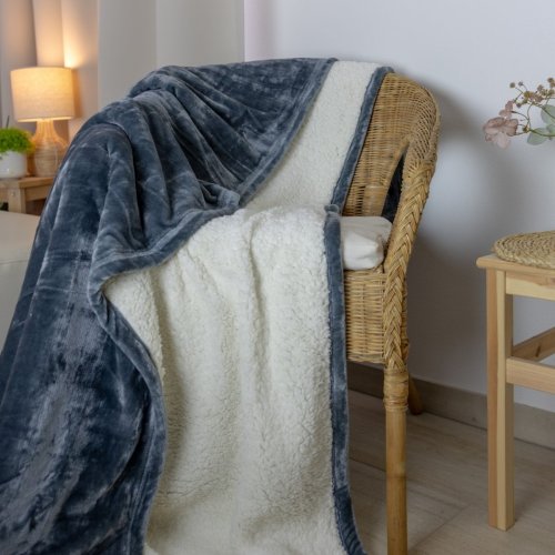 Deka mikroplyš s beránkem tmavě šedá 150 x 200 cm / příjemné hřejivé deky beránek