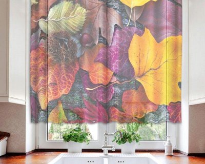 Fotozáclona Podzimní listí VO-140-008 textilní foto záclona / záclony s fototiskem 140 x 120 cm Dimex