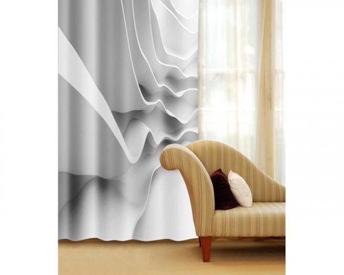 Fotozávěs Futuristická bílá vlna CU-140-026 textilní foto závěs / závěsy s fototiskem 140 x 245 cm Dimex