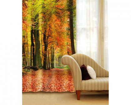Fotozávěs Podzimní les CU-140-009 textilní foto závěs / závěsy s fototiskem 140 x 245 cm Dimex