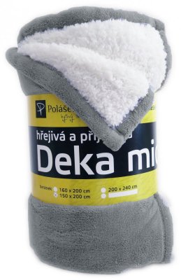 Deka mikroplyš s beránkem tmavě šedá 150 x 200 cm / příjemné hřejivé deky beránek Polášek