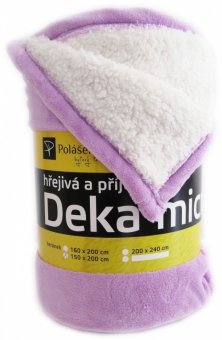 Deka mikroplyš s beránkem fialová 150 x 200 cm / příjemné hřejivé deky beránek Polášek