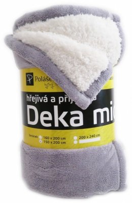 Deka mikroplyš s beránkem šedá 150 x 200 cm / příjemné hřejivé deky beránek Polášek